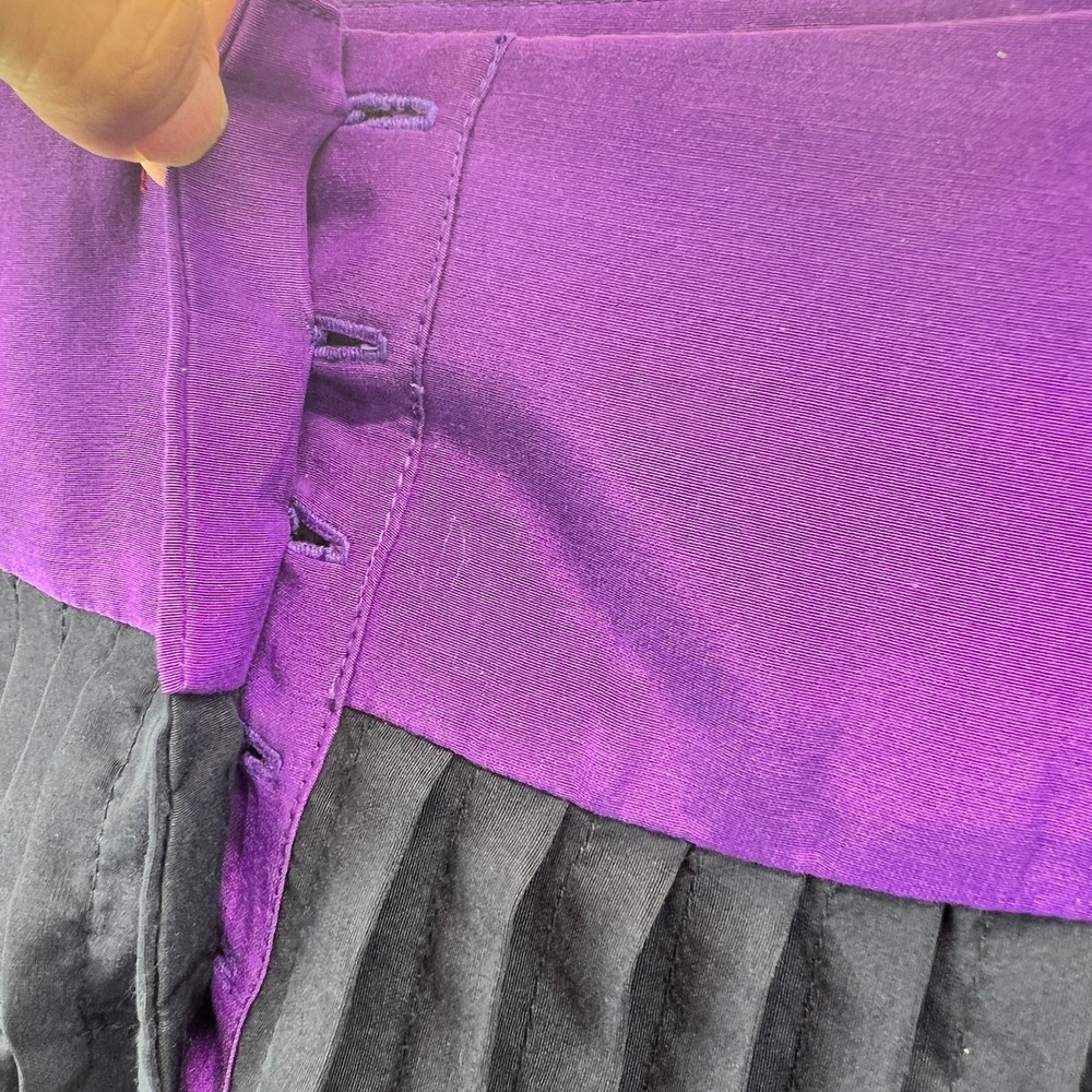 A Common Thread Pleated Mini Skirt S Purple Silk Blend Boho Embroidered Hem - Picture 8 of 9